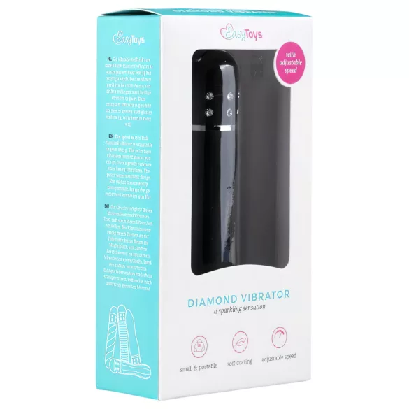 Easytoys - mini vibrator - gebogen diamond design - zwart