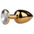 Easytoys Metal No.1 - gouden anale plug met witte steen in kegelvorm (2,5 cm)
