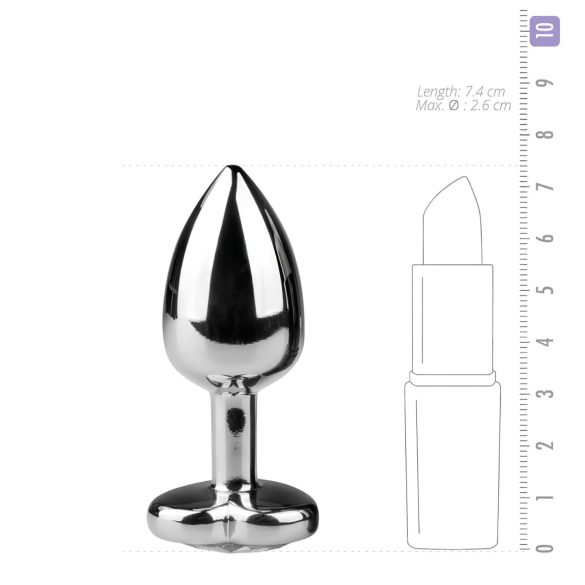 Easytoys - anaalplug met hartvormige steen - metaal zilver-wit