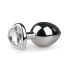 Easytoys Metaal No.7 - hartvormige anaalplug met witte steen - zilver