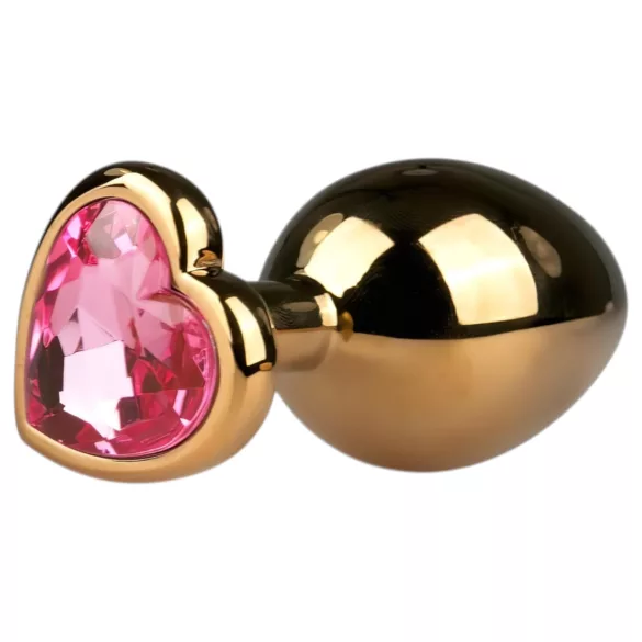 Easytoys Metal No.7 - anaal plug kegelvorm - goud met roze steen - 3 cm