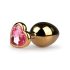 Easytoys Metaal No.7 - anaal plug met roze steen, kegelvormig - goud (3cm)