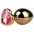 Easytoys Metal No.7 - anaal plug kegelvorm - goud met roze steen - 3 cm