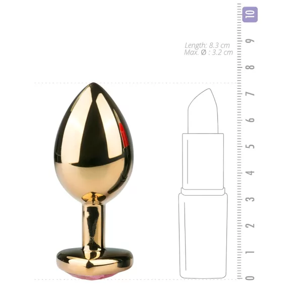 Easytoys Metal No.7 - anaal plug kegelvorm - goud met roze steen - 3 cm