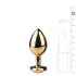 Easytoys Metaal No.7 - anaal plug met roze steen, kegelvormig - goud (3cm)