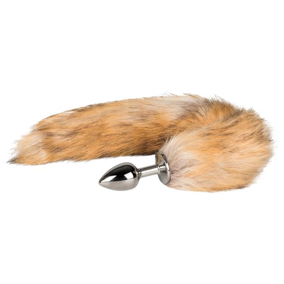 Easytoys Fox NO1 - metalen buttplug met vosstaart (zilver-rood)