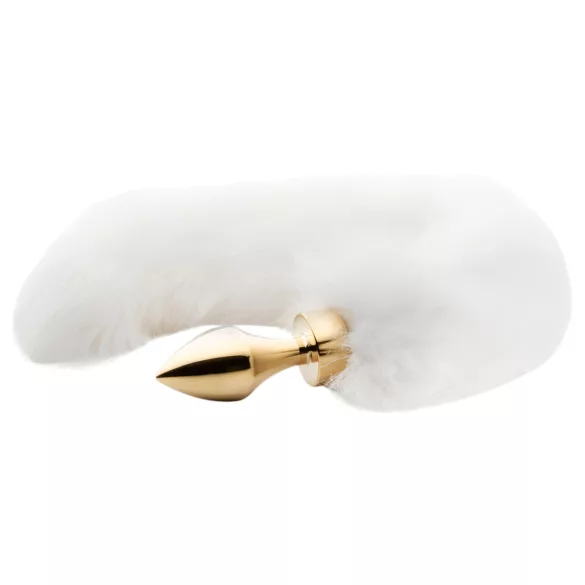 Easytoys Fox NO13 - metalen buttplug met vossenstaart - goud-wit