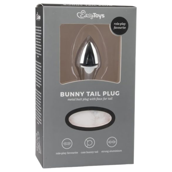 Easytoys Bunny NO1 - metalen buttplug met konijnenstaart - zilver/wit