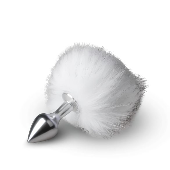 Easytoys Bunny NO1 - metalen buttplug met konijnenstaart - zilver/wit