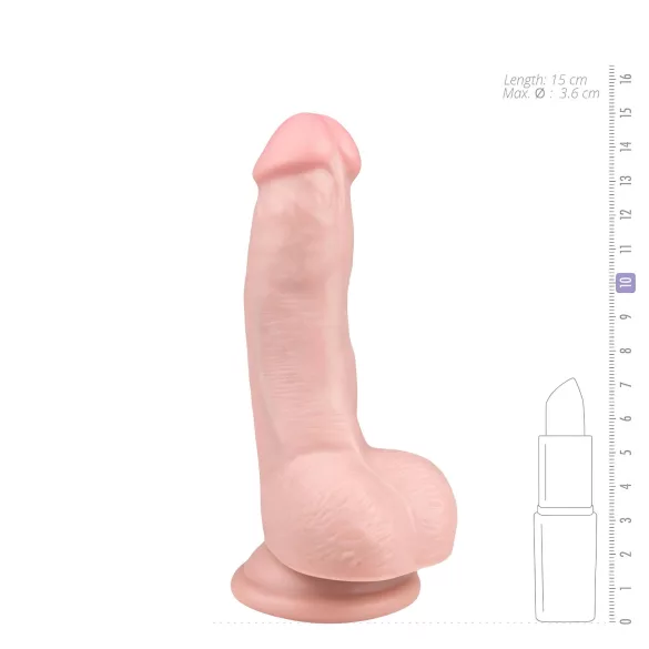 Easytoys - dildo met zuignap en ballen - 15 cm - huidkleur