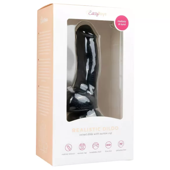Easytoys - dildo met zuignap en ballen - 15 cm - zwart