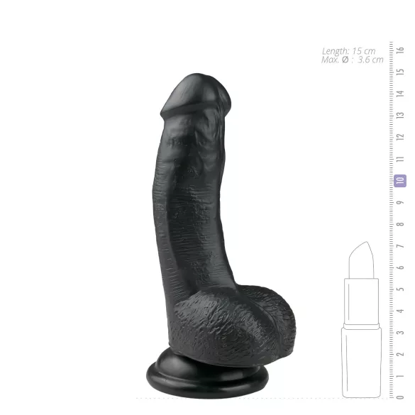 Easytoys - dildo met zuignap en ballen - 15 cm - zwart
