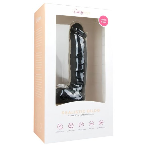 Easytoys - dildo met ballen en zuignap - zwart - 22,5 cm