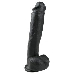   Easytoys - grote dildo met zuignap en ballen (26,5cm) - zwart