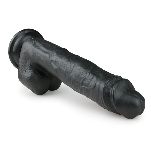 Easytoys - dildo met zuignap en ballen - groot - zwart - 26,5 cm