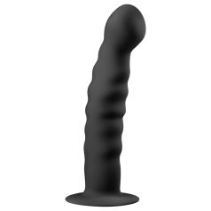 Easytoys Ribbed - zuignap anale dildo (14cm) - zwart