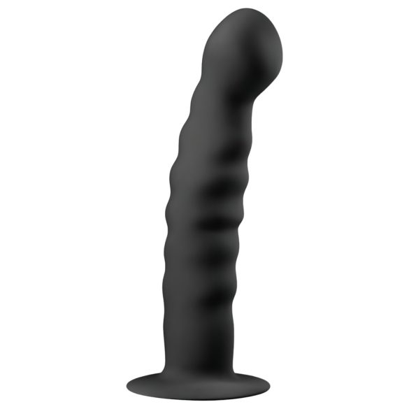Easytoys Ribbed - zuignap anale dildo (14 cm) - zwart