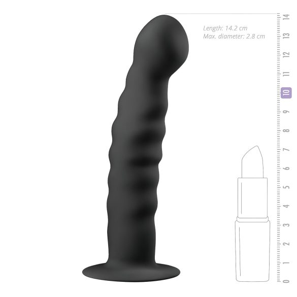 Easytoys - anale dildo met ribbels - zuignap - zwart - 14 cm