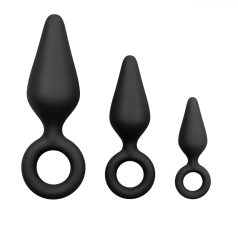 Easytoys - anale plug set met ring - 3 stuks - zwart