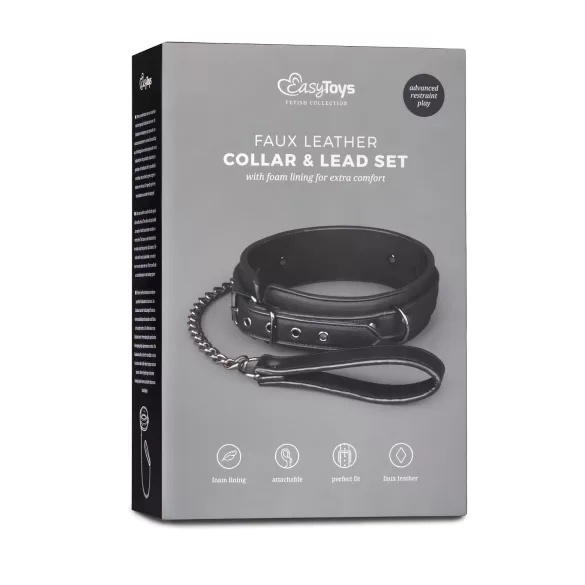Easytoys - fetis halsband met lijn - zwart
