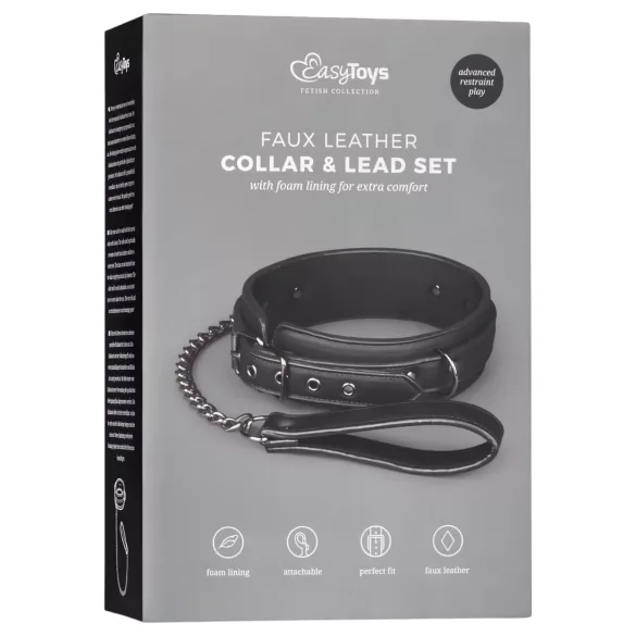 Easytoys - fetis halsband met lijn - zwart