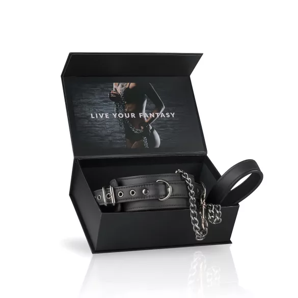 Easytoys - fetis halsband met lijn - zwart