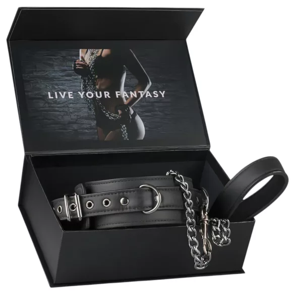 Easytoys - fetis halsband met lijn - zwart