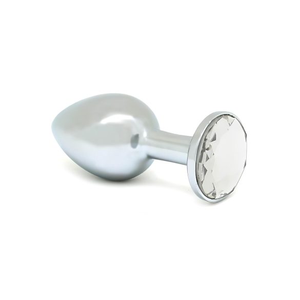Rimba XS - Transparante met stenen metalen anaalplug (zilver)