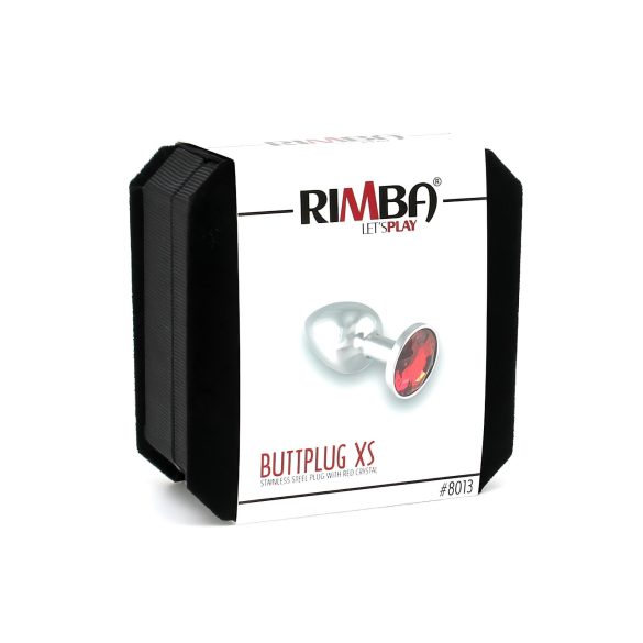 Rimba XS - buttplug met rode steen - metaal zilver