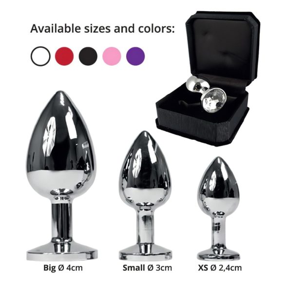 Rimba - buttplug - met zwarte steen - metaal zilver XS