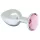 Rimba XS - metalen buttplug met roze steen (zilver)