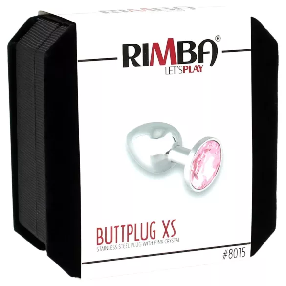 Rimba XS - metalen buttplug met roze steen (zilver)