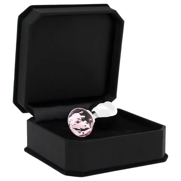 Rimba XS - metalen buttplug met roze steen (zilver)