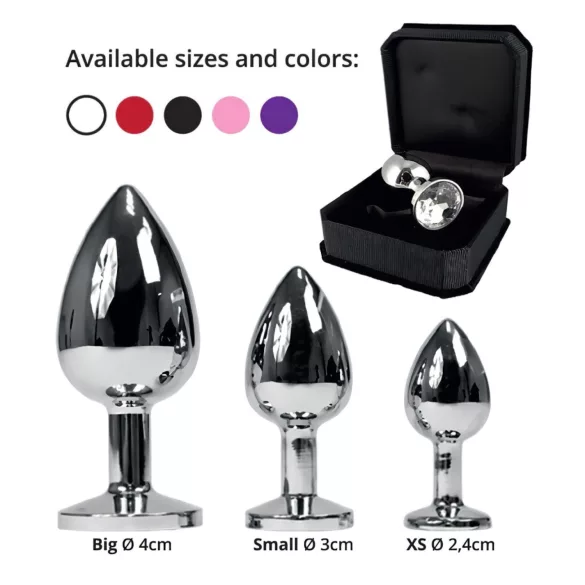Rimba XS - metalen buttplug met roze steen (zilver)