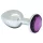 Rimba - buttplug - met paarse steen - metaal zilver XS