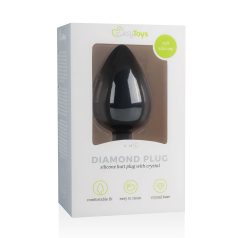 Easytoys Diamond - anaalplug met witte steen - groot - zwart