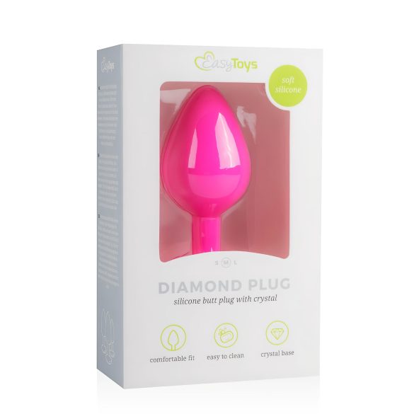 Easytoys Diamond - anaalplug met witte steen - medium - roze