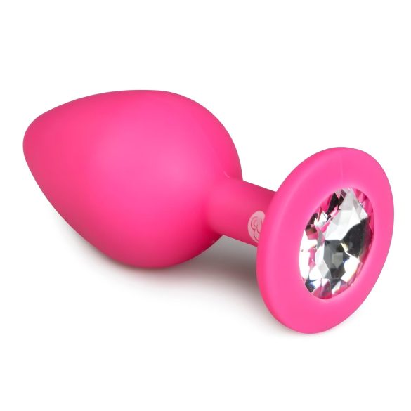 Easytoys Diamond - anaalplug met witte steen - medium - roze