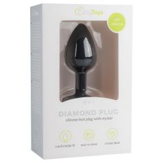   Easytoys Diamond - anale plug met witte steen - klein - zwart