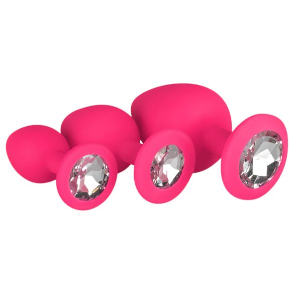 Easytoys Diamond - anaal plug set - siliconen - roze