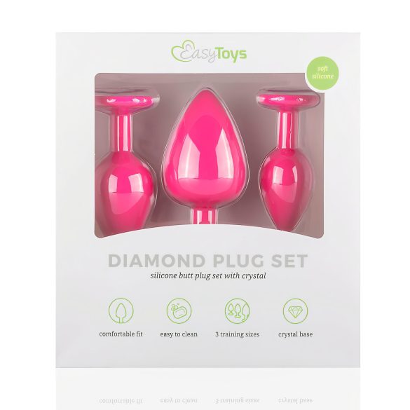 Easytoys Diamond - anaal plug set - siliconen - roze