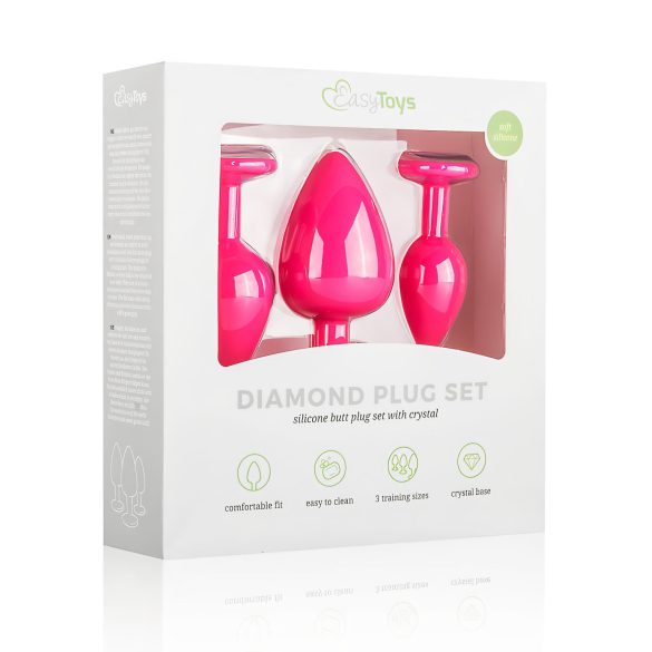 Easytoys Diamond - anaal plug set - siliconen - roze