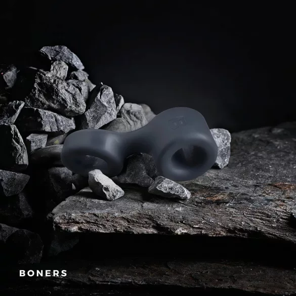Boners - penisring en ballenstretcher - siliconen - grijs