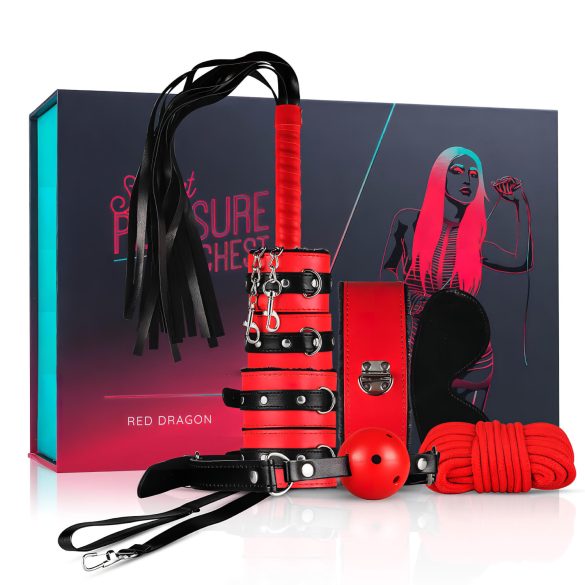 Secret Pleasure Chest - gevorderde BDSM set - 10-delig (rood)