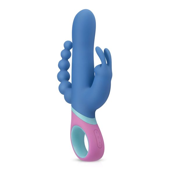 PMV20 Vice Double - rabbit vibrator - roterend, drie armen - silicone blauw