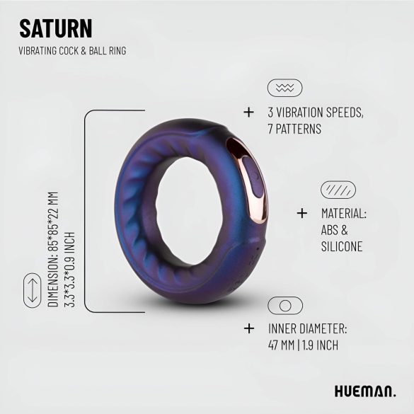 Hueman Saturn - oplaadbare vibrerende penisring - waterdicht - paars