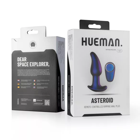 Hueman - anale vibrator met roterende kralen - siliconen - paars