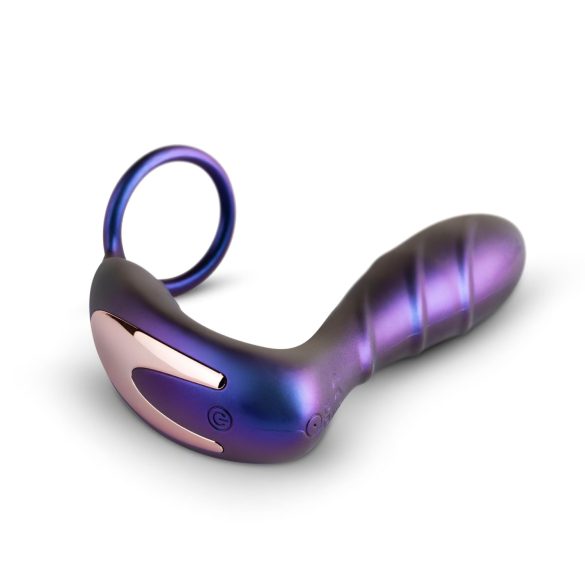 Hueman Black Hole - anale vibrator met afstandsbediening en penisring - paars