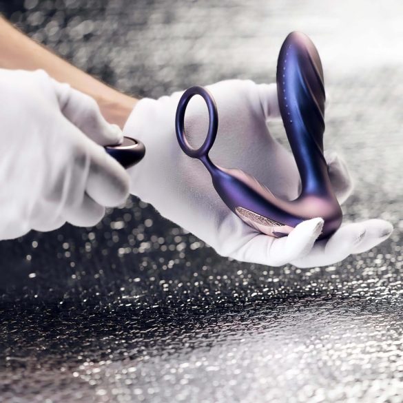 Hueman Black Hole - anale vibrator met afstandsbediening en penisring - paars