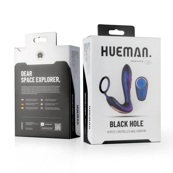 Hueman Black Hole - anale vibrator met afstandsbediening en penisring - paars